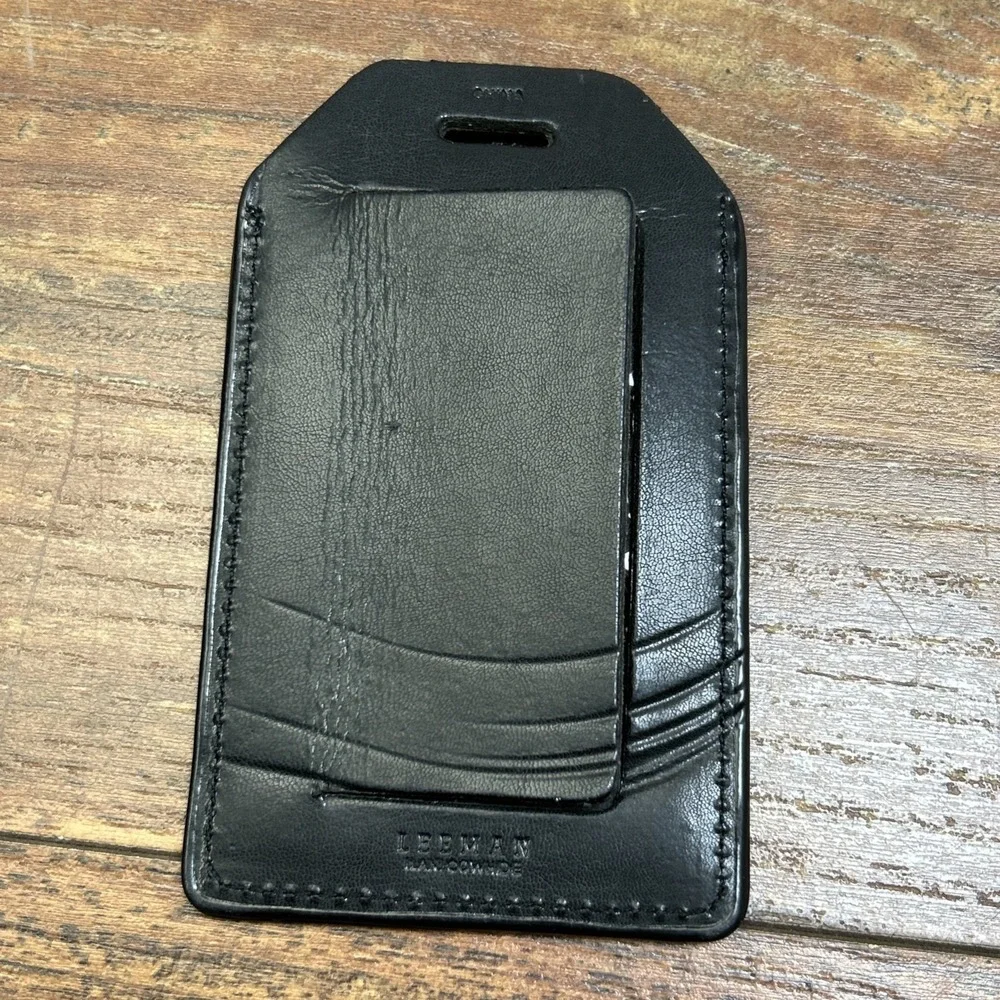 Saint Louis Zoo Black Leather Luggage Tag No Strap Unique Find Collectors Item